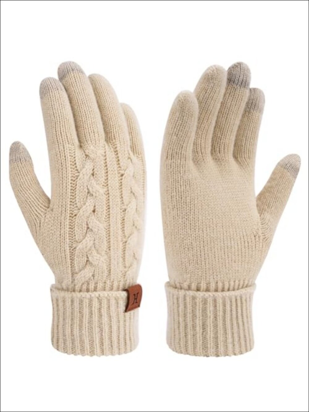 Womens Winter Knit Touch Screen Gloves Cable Pattern Thermal One Size